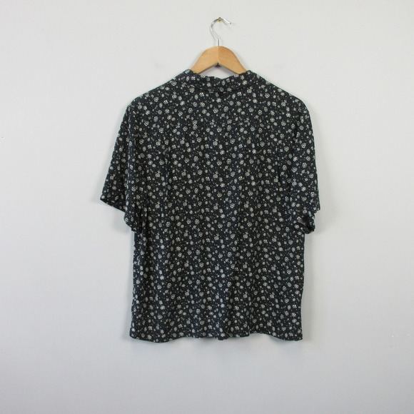Rag & Bone Avery Button Down Short Sleeve Shirt Mens L Black Floral 212 - Picture 4 of 10